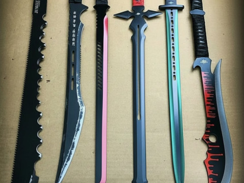 Bonecos 3d style manga anime weapons sword shield rack style caricato 3D Print Model