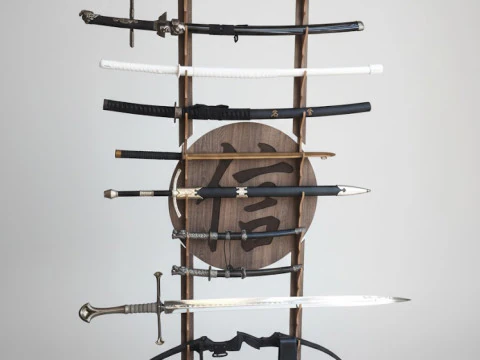 Bonecos 3d スタイル マンガ アニメ 武器剣盾ラック スタイル カリカート 3Dプリントモデル