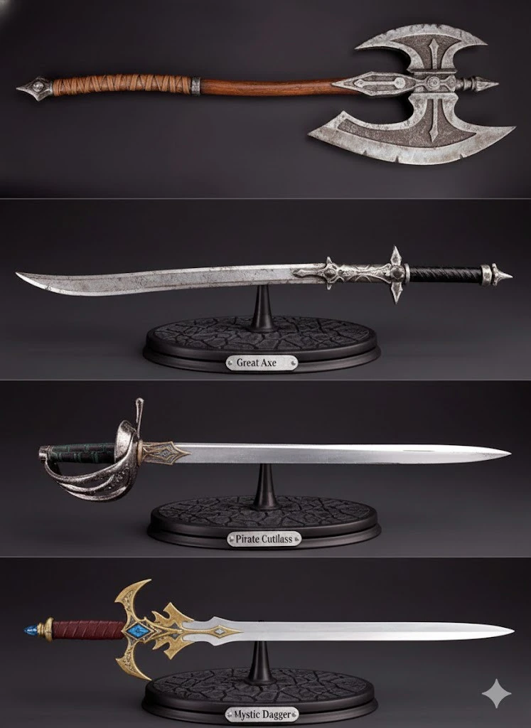 Bonecos 3d style manga anime weapons sword shield rack style caricato 3D Print Model .c4d .max .obj .3ds .fbx .stl .blend 