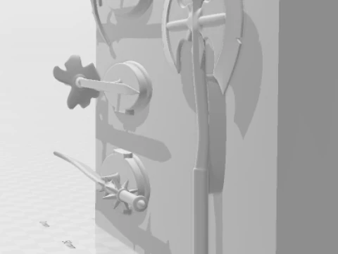 Bonecos 3d style manga anime weapons sword shield rack style caricato 3D Print Model