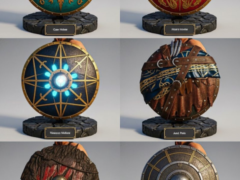 Bonecos 3d style manga anime weapons sword shield rack style caricato 3D Print Model