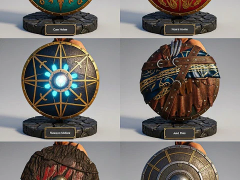 Bonecos 3D styl manga anime broń miecz tarcza stojak styl caricato Model do druku 3D