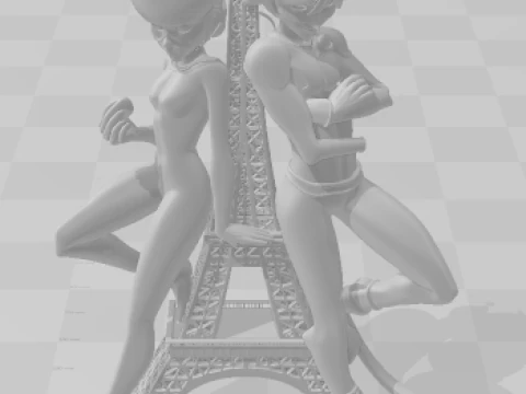 Bonecos 3d style manga anime ladybug catnoir miraculous style caricato 3D Print Model