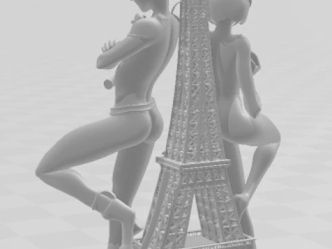 Bonecos 3d style manga anime ladybug catnoir miraculous style caricato 3D Print Model