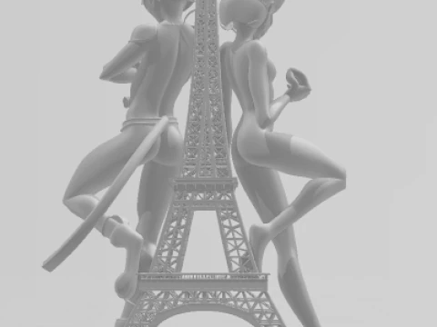 Bonecos 3d style manga anime ladybug catnoir miraculous style caricato 3D Print Model