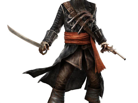 Bonecos 3d styl manga anime pirat czarna broda barba negra pirata styl caricato Model do druku 3D