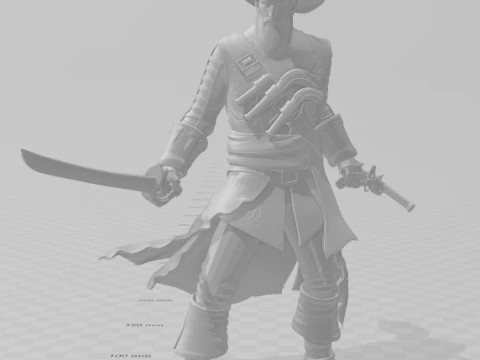 Bonecos 3d style manga anime pirate black beard barba negra pirata style caricato 3D Print Model
