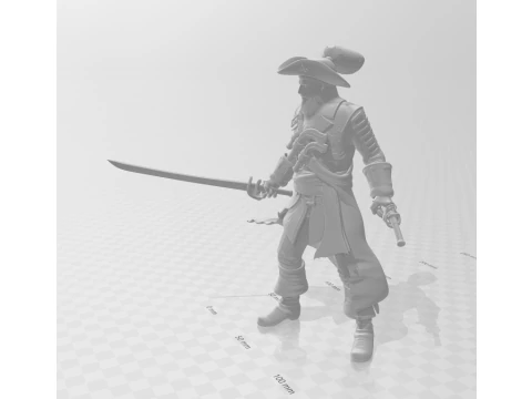 Bonecos 3d style manga anime pirate black beard barba negra pirata style caricato 3D Print Model