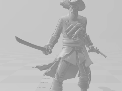 Bonecos 3d style manga anime pirate black beard barba negra pirata style caricato 3D Print Model