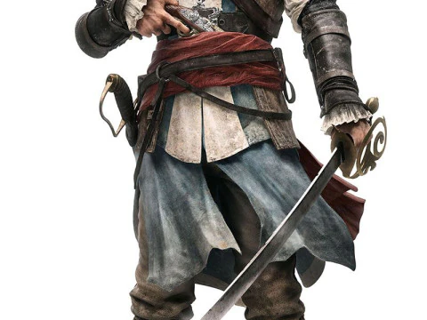 Bonecos 3D styl manga anime pirat czarna flaga Edward Pirata styl caricato Model do druku 3D