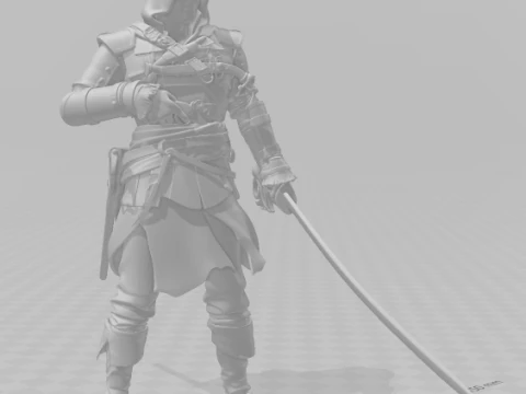 Bonecos 3d style manga anime pirate blackflag edward pirata style caricato 3D Print Model