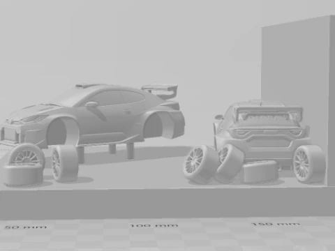 Bonecos 3D styl manga anime wyścig samochodowy wrc zestaw caricato w stylu pitstopu Model do druku 3D