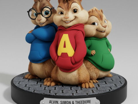 Bonecos 3d tarzı manga anime Alvin sincaplar ve esquilos tarzı karikat&uuml;r 3D Baskı Modeli