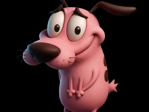 Anime w stylu manga Bonecos 3D Courage the Cowardly Dog, caricato w stylu Model do druku 3D