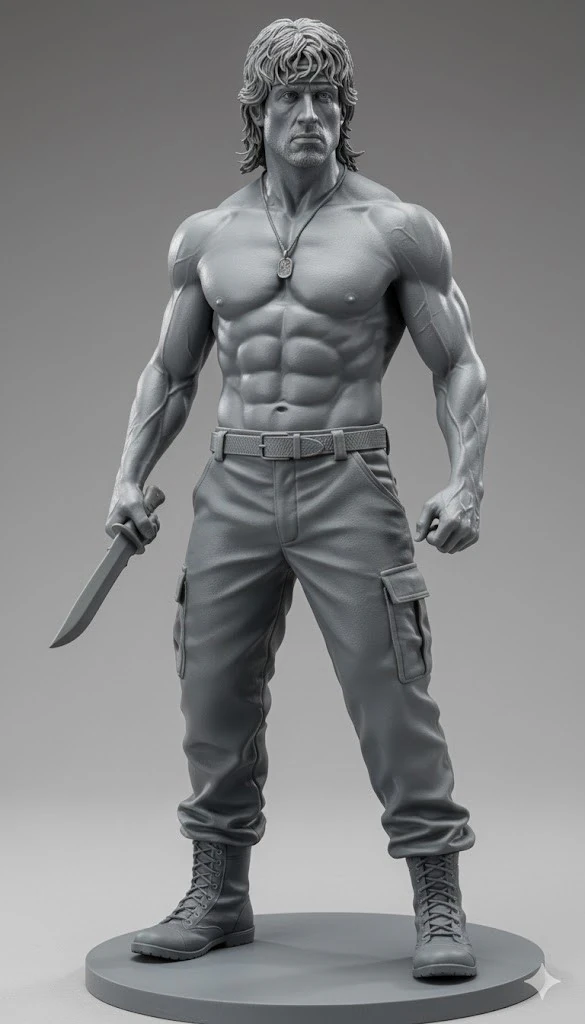 Bonecos 3d style manga anime john rambo stalone style caricato 3D Print Model .c4d .max .obj .3ds .fbx .stl .blend 