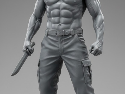 Bonecos 3d style manga anime john rambo stalone style caricato 3D Print Model