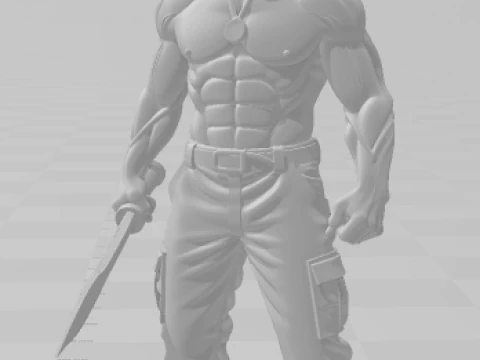 Bonecos 3d style manga anime john rambo stalone style caricato 3D Print Model