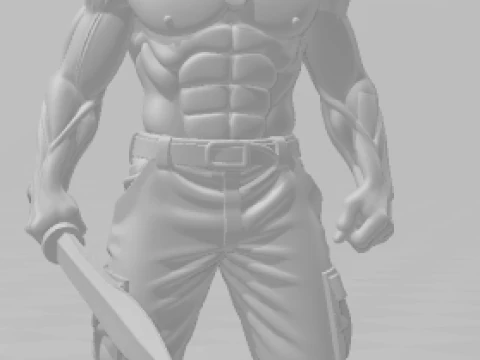 Bonecos 3d style manga anime john rambo stalone style caricato 3D Print Model