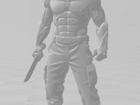 Bonecos 3d style manga anime john rambo stalone style caricato 3D Print Model
