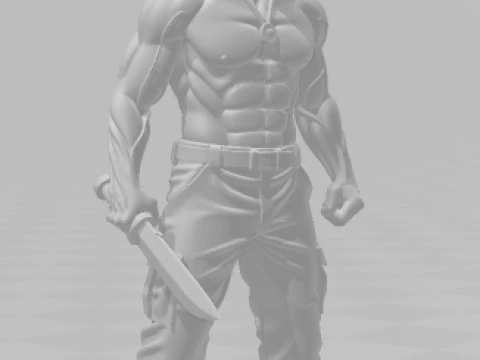 Bonecos 3d style manga anime john rambo stalone style caricato 3D Print Model