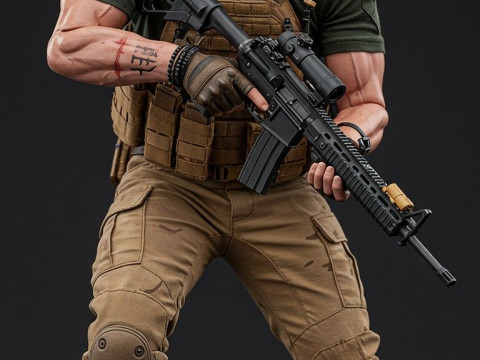 Bonecos 3d style manga anime Tyler Rake Chris Hemsworth Extraction Movie style caricato 3D Print Model