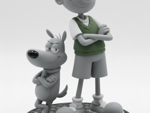 Bonecos manga anime in stile 3d doug caricato Modello di stampa 3D