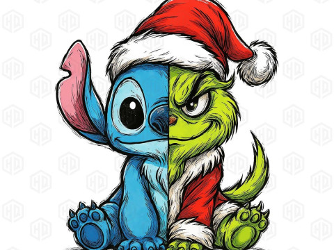 Bonecos 3d style manga anime mashup stitch e grinch caricato Modello di stampa 3D