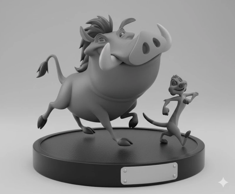 Manga anime gaya 3d Bonecos timao e pumba king lyon caricato Model Cetak 3D .c4d .max .obj .3ds .fbx .stl .blend 