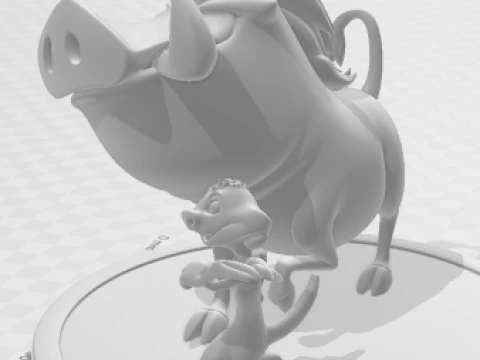 Manga anime gaya 3d Bonecos timao e pumba king lyon caricato Model Cetak 3D