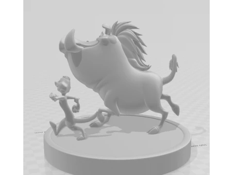 Manga anime gaya 3d Bonecos timao e pumba king lyon caricato Model Cetak 3D