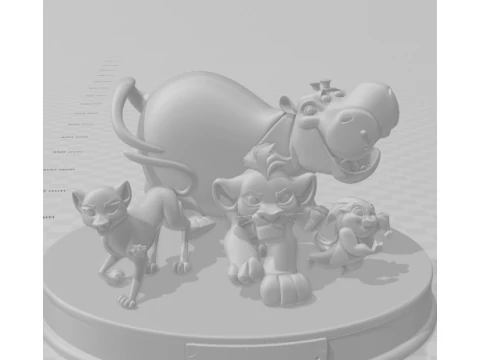 Bonecos 3d gaya manga anime penjaga lyon king lyon guarda leao caricato Model Cetak 3D