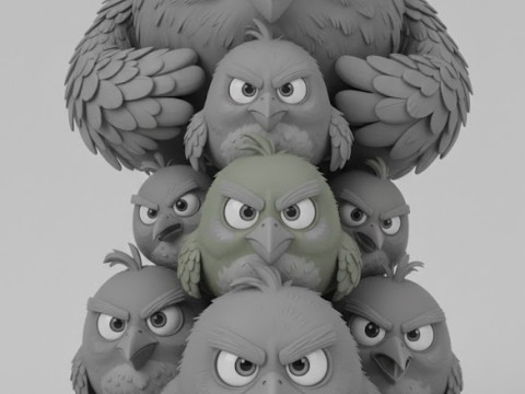 Bonecos manga anime in stile 3d Angry Birds caricato Modello di stampa 3D