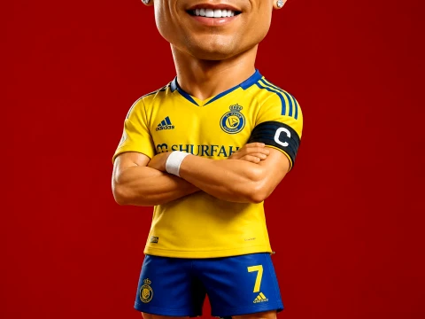 Bonecos 3d style manga anime cristiano ronaldo caricato Modello di stampa 3D