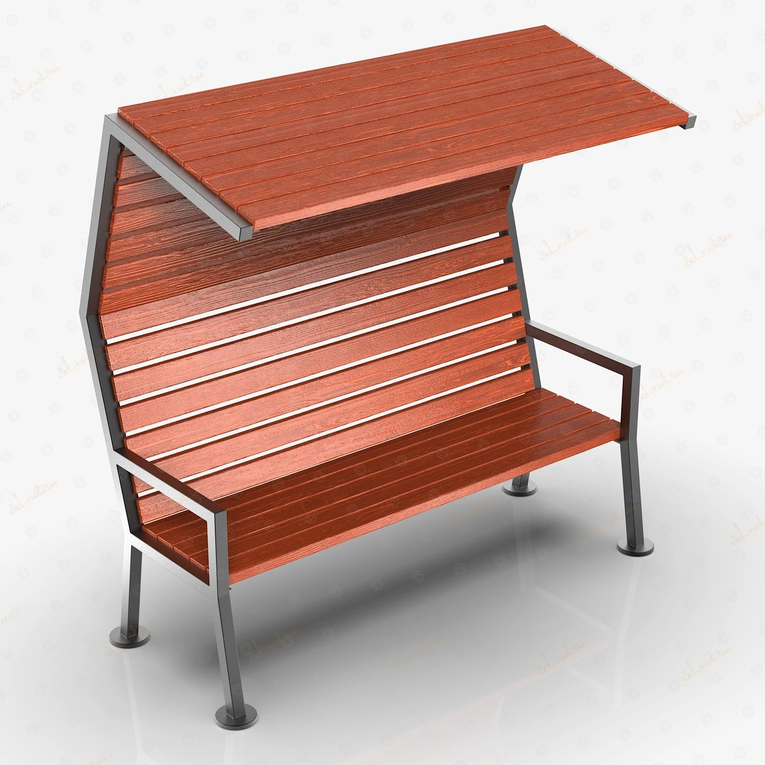 a bench with a canopy sky 3D Model .c4d .max .obj .3ds .fbx .stl .blend 