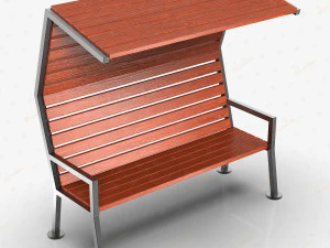 gölgelikli gökyüzü olan bir bank 3D Model