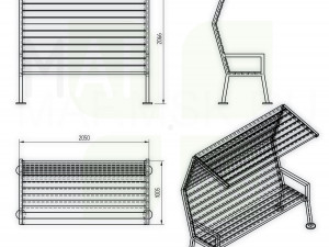 a bench with a canopy sky Modèle 3D