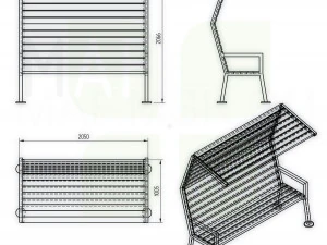 a bench with a canopy sky 3D Model