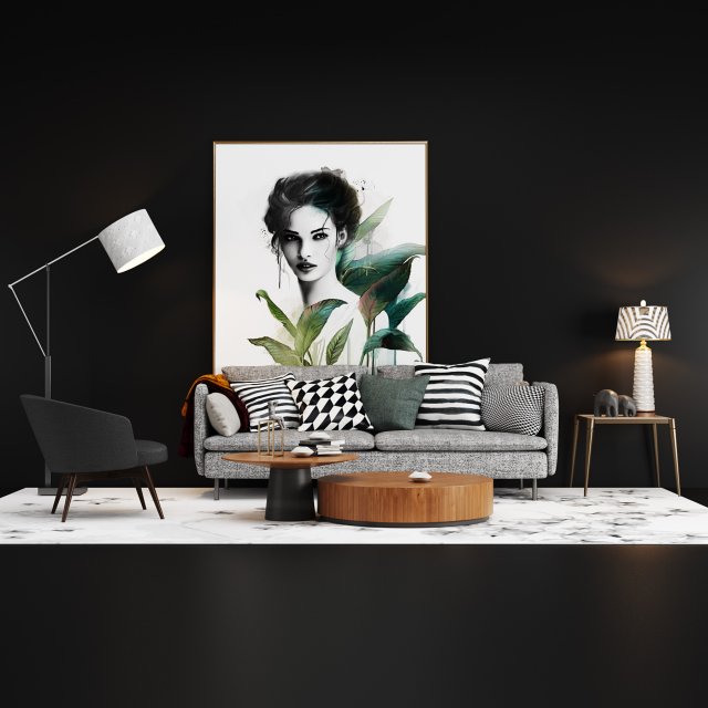 modern interior set91 3D 模型 .c4d .max .obj .3ds .fbx .stl .blend 