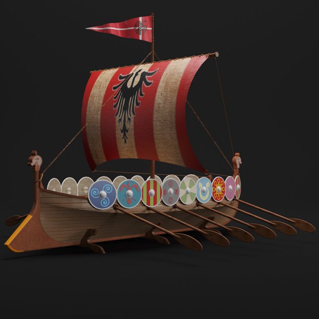 viking boat d01 3Dモデル .c4d .max .obj .3ds .fbx .stl .blend 