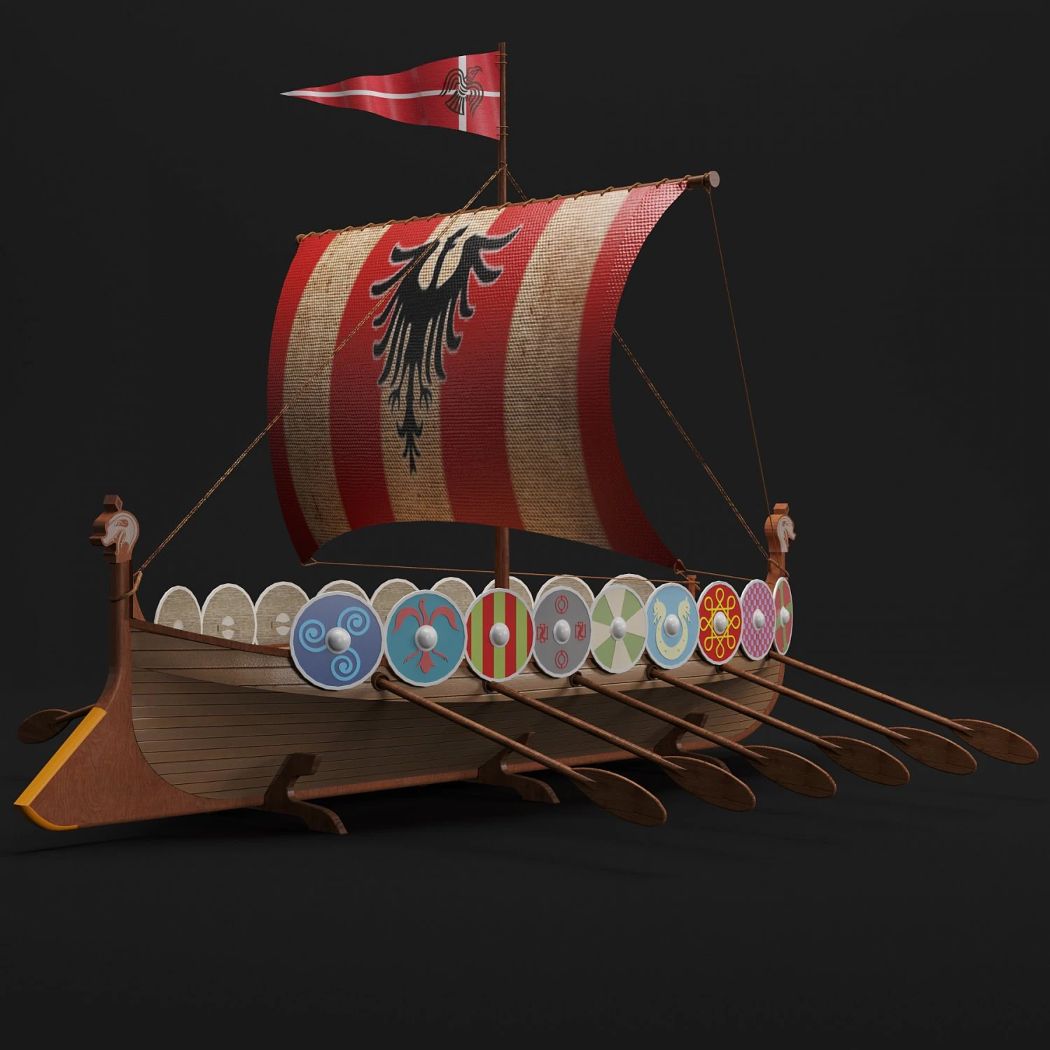 viking boat d01 3D Model .c4d .max .obj .3ds .fbx .stl .blend