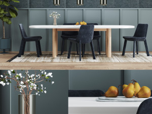 modern furniture dining set 001 3D Model