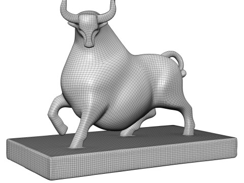 Patung Banteng Keberuntungan Kuningan Model 3D
