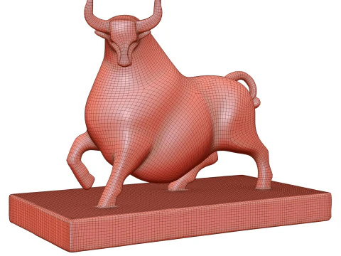 Statua del toro fortunato in ottone Modello 3D
