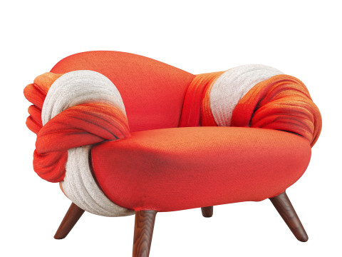 Sof&aacute; Lounge N&oacute; Carmesim Modelo 3D