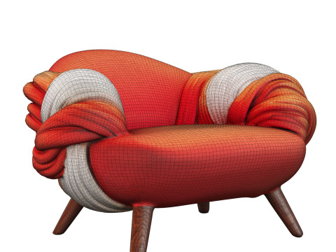 Crimson Knot Lounge Sofa 3D Model