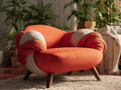 Crimson Knot Lounge Sofa 3D Model