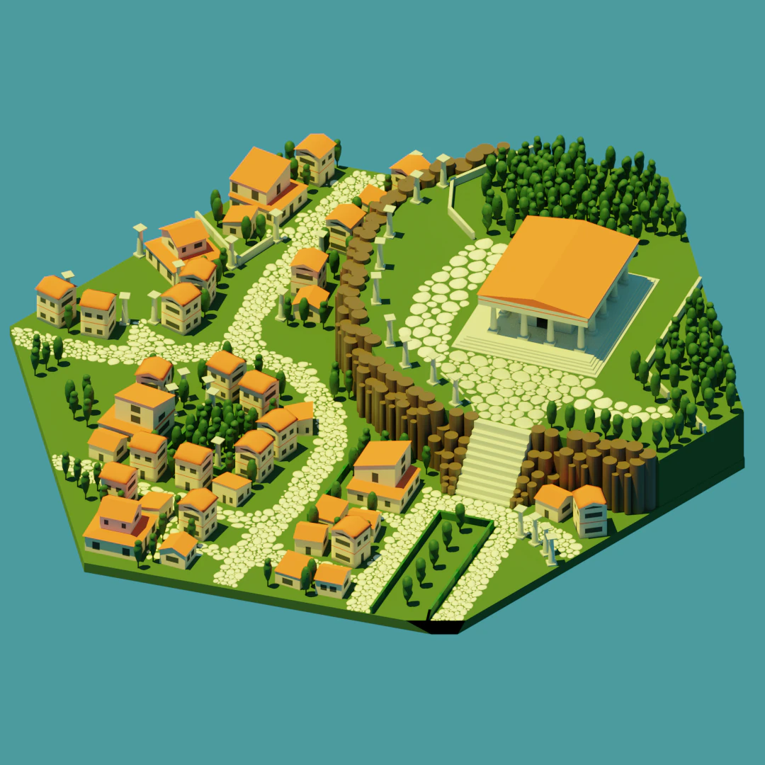 rome city lowpoly 3D Model .c4d .max .obj .3ds .fbx .stl .blend