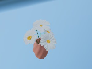 white flowers Modelo 3D