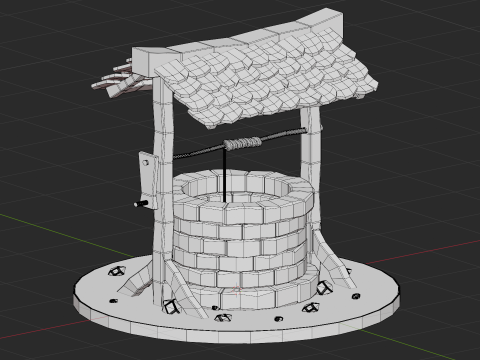 Einfacher Low-Poly-Well 3D Modell