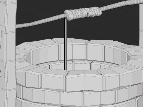 Einfacher Low-Poly-Well 3D Modell